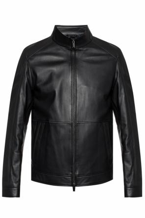 Leather jacket with standing collar, zdjęcie 1 Leather jacket with standing collar od Michael Kors